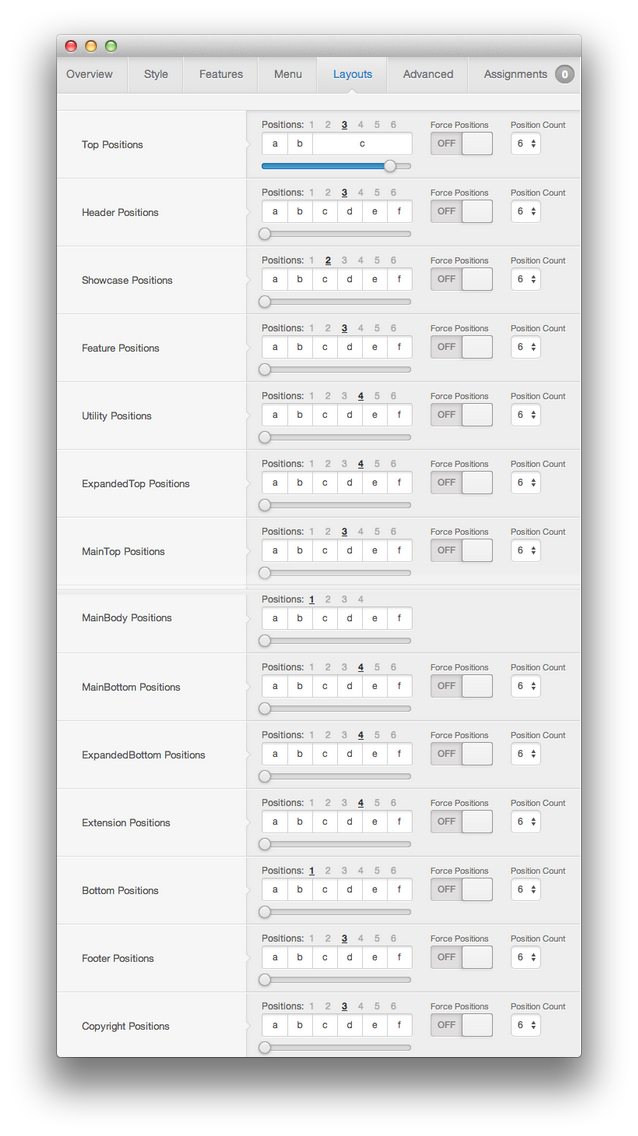 Layouts Settings